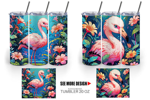 Tumbler Wrap Cute Flamingo Sublimation artnoy 