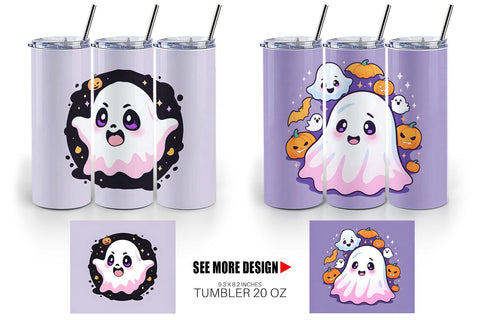 Tumbler Wrap Cute Ghost Illustration Sublimation artnoy 