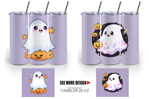 Tumbler Wrap Cute Ghost Illustration Sublimation artnoy 