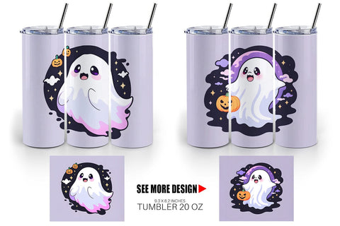 Tumbler Wrap Cute Ghost Illustration Sublimation artnoy 