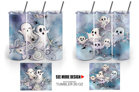 Tumbler Wrap Cute Ghost Pattern Sublimation artnoy 