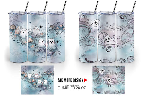 Tumbler Wrap Cute Ghost Pattern Sublimation artnoy 
