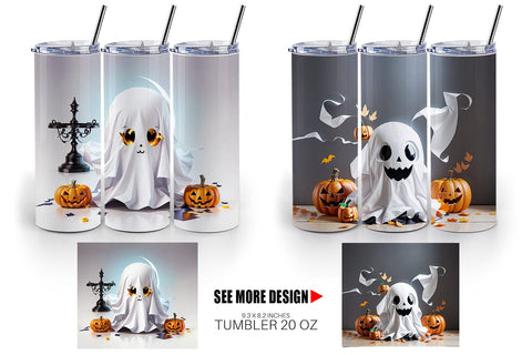 Tumbler Wrap Cute Halloween Ghost Sublimation artnoy 