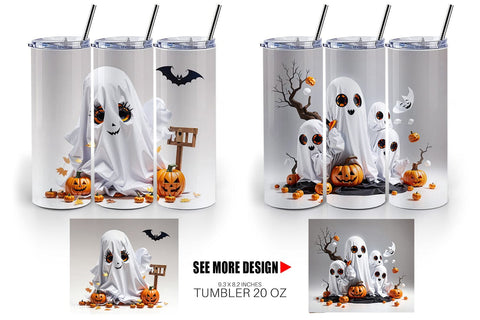 Tumbler Wrap Cute Halloween Ghost Sublimation artnoy 