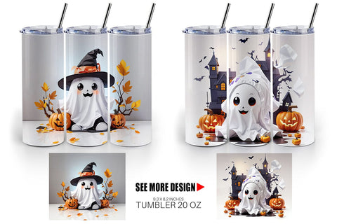 Tumbler Wrap Cute Halloween Ghost Sublimation artnoy 