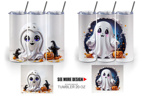 Tumbler Wrap Cute Halloween Ghost Sublimation artnoy 