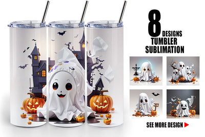 Tumbler Wrap Cute Halloween Ghost Sublimation artnoy 