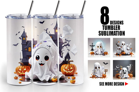 Tumbler Wrap Cute Halloween Ghost Sublimation artnoy 