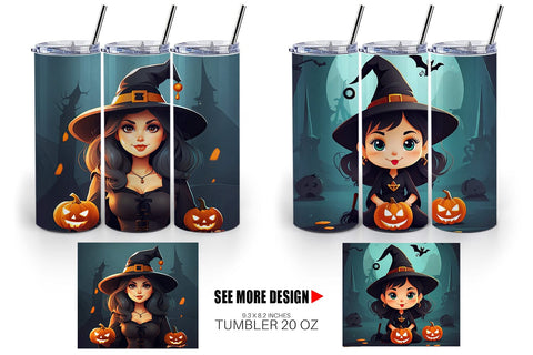 Tumbler Wrap Cute Halloween Witch Sublimation artnoy 