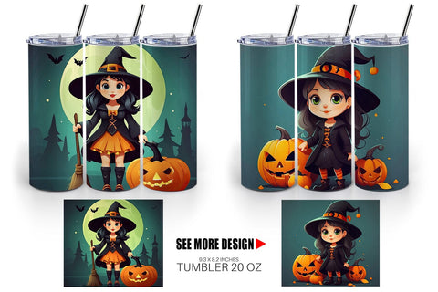 Tumbler Wrap Cute Halloween Witch Sublimation artnoy 