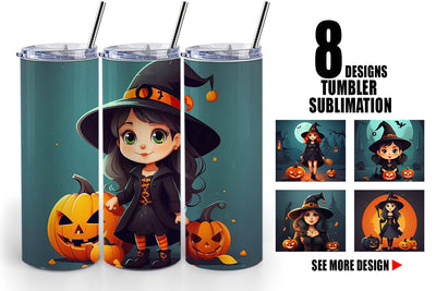 Tumbler Wrap Cute Halloween Witch Sublimation artnoy 