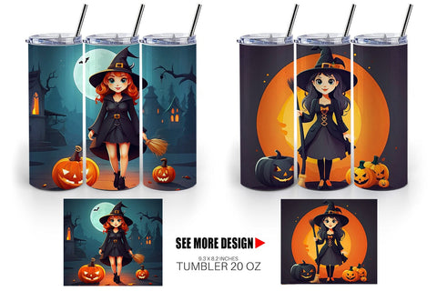 Tumbler Wrap Cute Halloween Witch Sublimation artnoy 