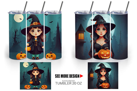 Tumbler Wrap Cute Halloween Witch Sublimation artnoy 