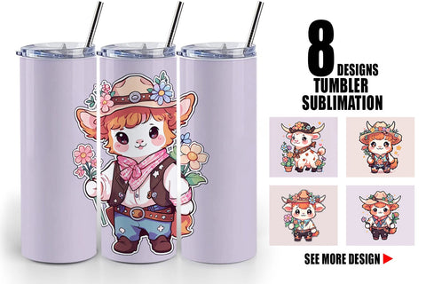 Tumbler Wrap Cute Highland Cow Cowboy Sublimation artnoy 
