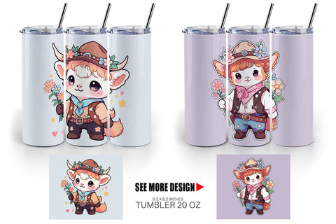 Tumbler Wrap Cute Highland Cow Cowboy Sublimation artnoy 