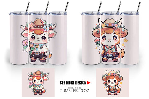 Tumbler Wrap Cute Highland Cow Cowboy Sublimation artnoy 