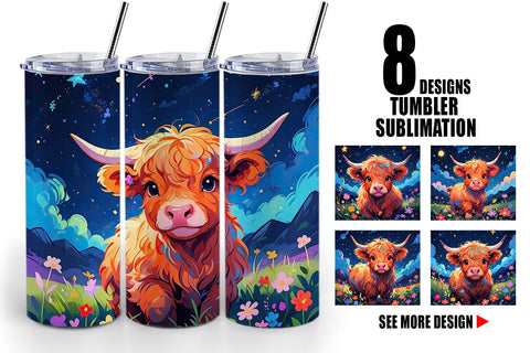 Tumbler Wrap Cute Highland Cow Sublimation artnoy 