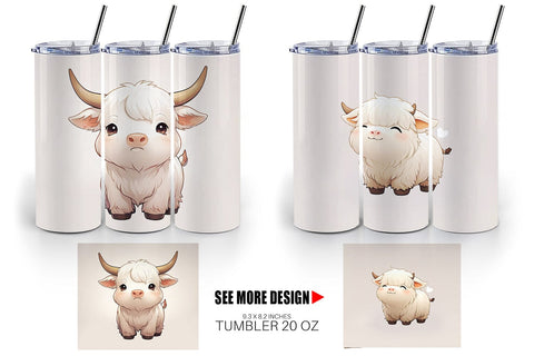 Tumbler Wrap Cute Highland Cow Sublimation artnoy 