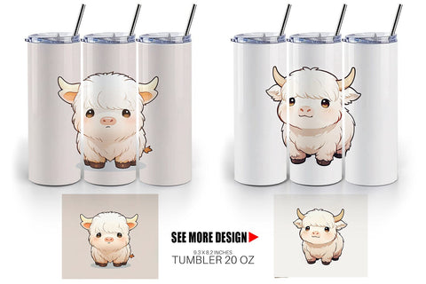 Tumbler Wrap Cute Highland Cow Sublimation artnoy 