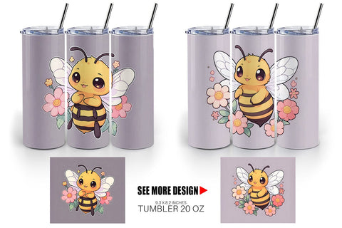 Tumbler Wrap Cute Honey Bee Sublimation artnoy 