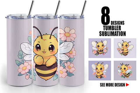 Tumbler Wrap Cute Honey Bee Sublimation artnoy 