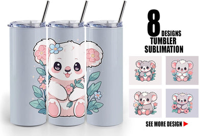 Tumbler Wrap Cute Koala with Flower Sublimation artnoy 