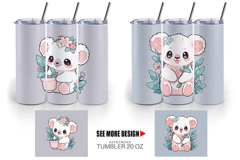 Tumbler Wrap Cute Koala with Flower Sublimation artnoy 