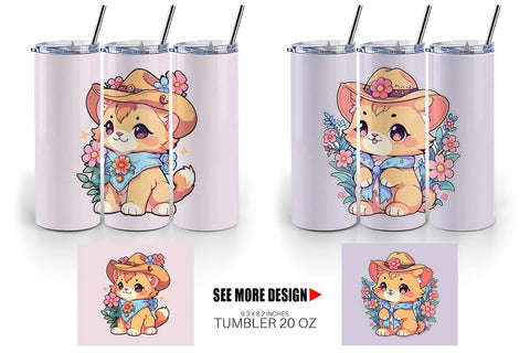 Tumbler Wrap Cute Lion Cowboy Flower Sublimation artnoy 