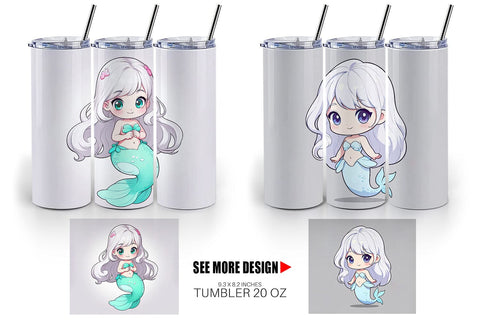 Tumbler Wrap Cute Little Mermaid Sublimation artnoy 