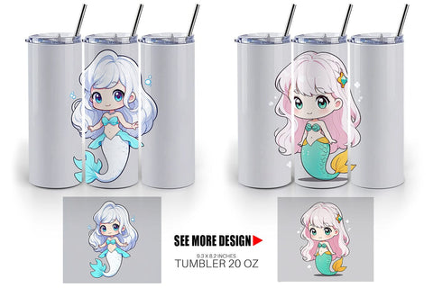 Tumbler Wrap Cute Little Mermaid Sublimation artnoy 