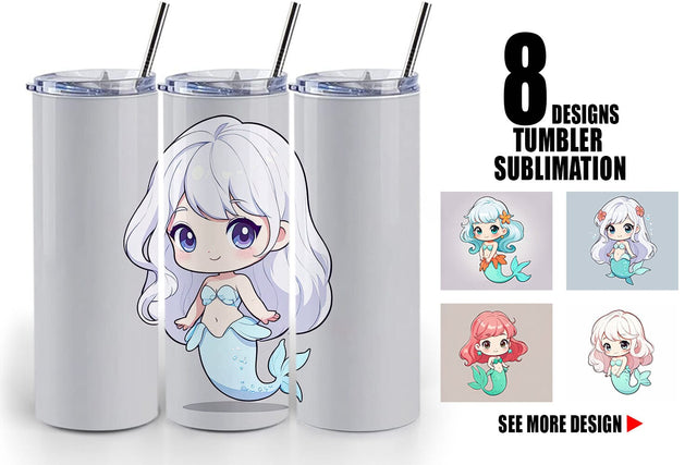 Tumbler Wrap Cute Little Mermaid Sublimation artnoy 