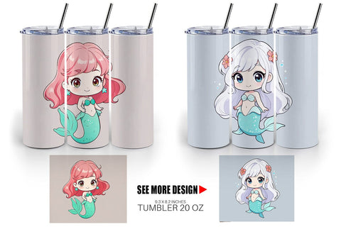 Tumbler Wrap Cute Little Mermaid Sublimation artnoy 