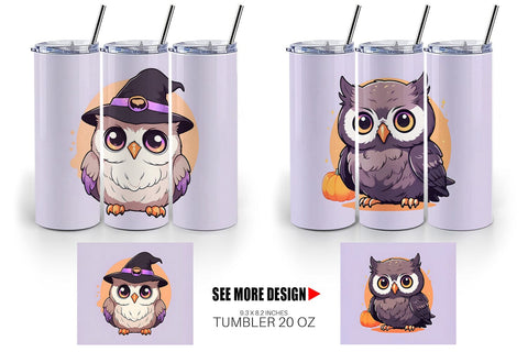 Tumbler Wrap Cute Owl Illustration Sublimation artnoy 