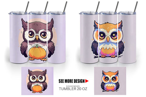 Tumbler Wrap Cute Owl Illustration Sublimation artnoy 