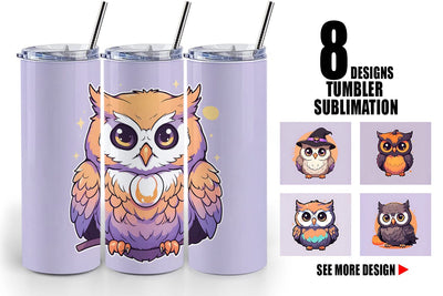 Tumbler Wrap Cute Owl Illustration Sublimation artnoy 