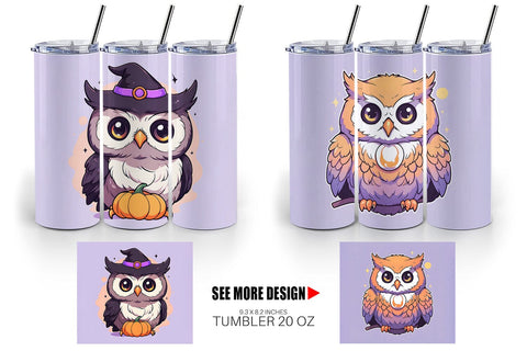 Tumbler Wrap Cute Owl Illustration Sublimation artnoy 