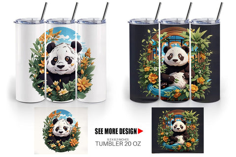 Tumbler Wrap Cute Panda Sublimation artnoy 
