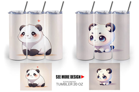 Tumbler Wrap Cute Panda Sublimation artnoy 