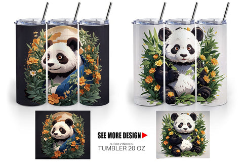 Tumbler Wrap Cute Panda Sublimation artnoy 