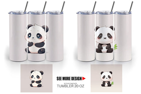 Tumbler Wrap Cute Panda Sublimation artnoy 