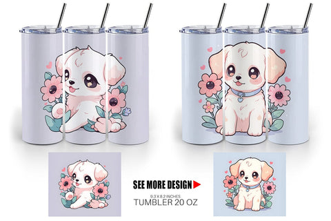 Tumbler Wrap Cute Puppy Illustration Sublimation artnoy 