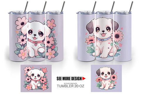 Tumbler Wrap Cute Puppy Illustration Sublimation artnoy 
