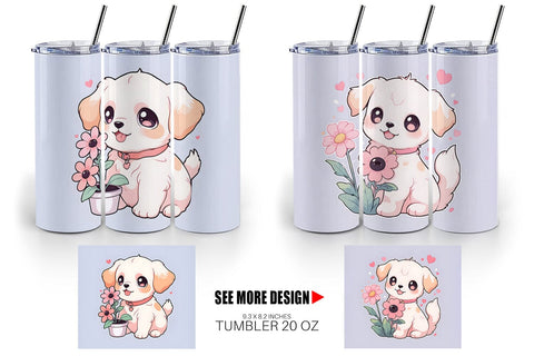Tumbler Wrap Cute Puppy Illustration Sublimation artnoy 