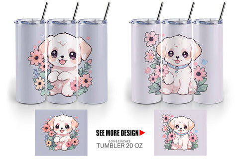 Tumbler Wrap Cute Puppy Illustration Sublimation artnoy 