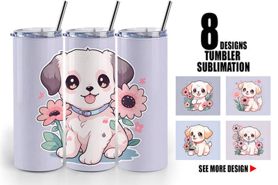 Tumbler Wrap Cute Puppy Illustration Sublimation artnoy 
