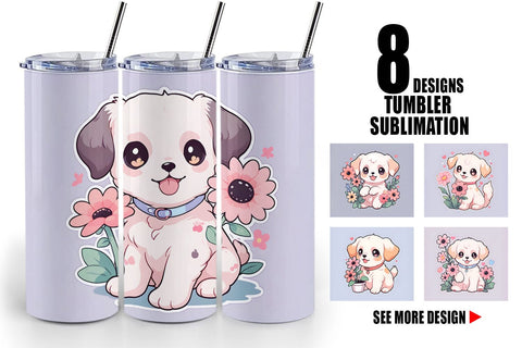 Tumbler Wrap Cute Puppy Illustration Sublimation artnoy 