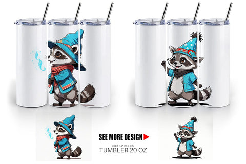 Tumbler Wrap Cute Raccoon Sublimation artnoy 