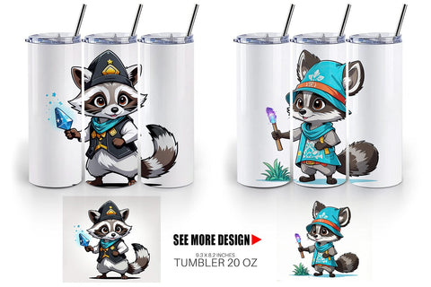 Tumbler Wrap Cute Raccoon Sublimation artnoy 