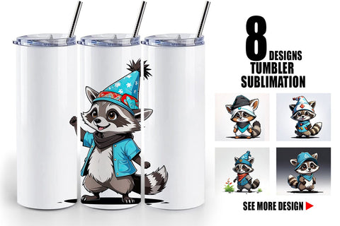 Tumbler Wrap Cute Raccoon Sublimation artnoy 