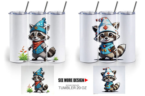 Tumbler Wrap Cute Raccoon Sublimation artnoy 